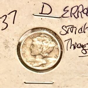 1937 Mercury Dime Strike Through Error